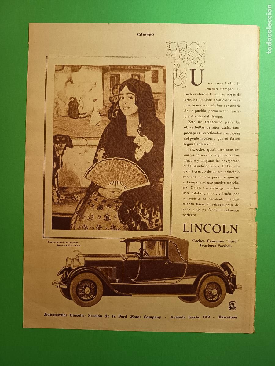 Coleccionismo: FORD LINCOLN SECCION FORD MOTOR COMPANY BARCELONA - HURDANOS - 25/03/1930