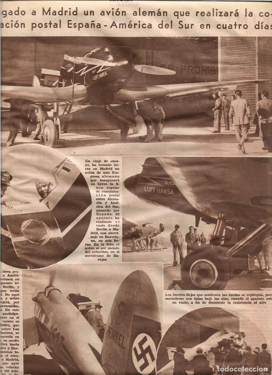 Coleccionismo: A&Ntilde;O 1933 RECORTE PRENS LLEGADA A MADRID AVION ALEMAN CRUZ ESVASTICA CORREO POSTAL ESPA&Ntilde;A AMERICA SUR