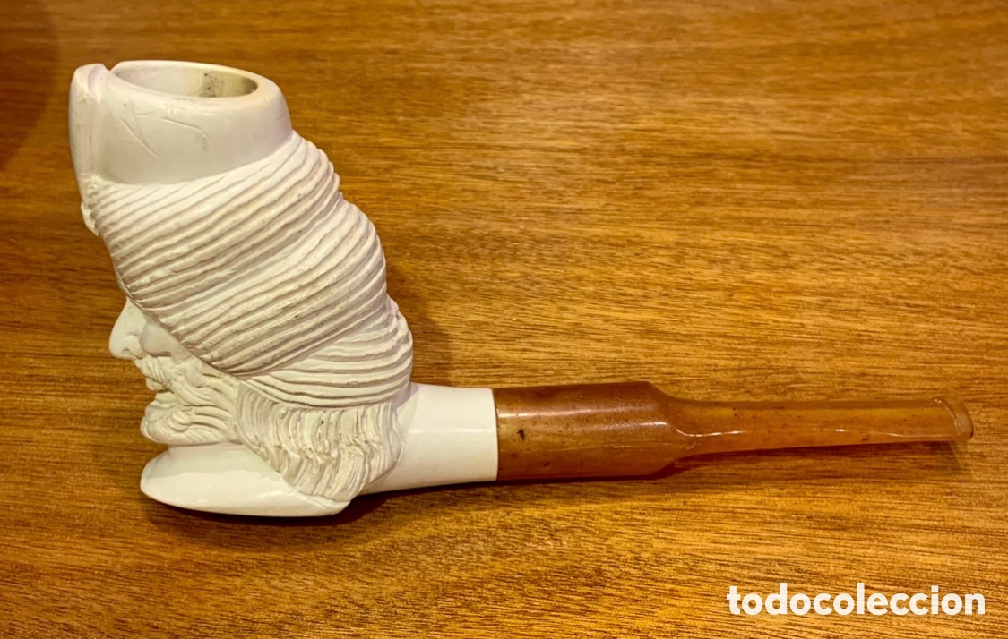 Coleccionismo: Pipa de fumar. Espuma de mar. Imagen de b&aacute;rbaro con turbante. A&ntilde;os 70.