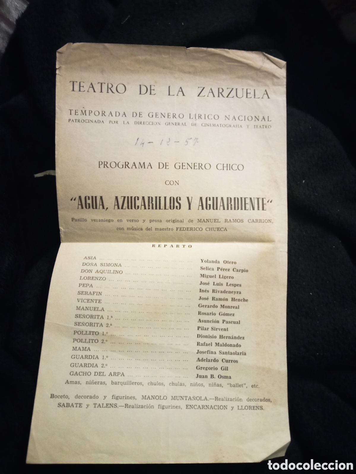 Collezionismo: Programa doble, Teatro de la ZARZUELA, de 1957