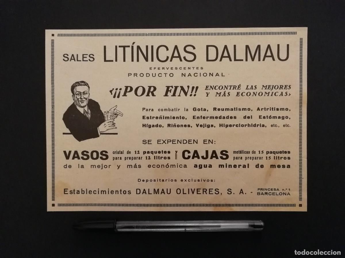 Coleccionismo: ANTIGUO ANUNCIO ENCARTONADO - SALES LITINICAS DALMAU - MEDICINA - PUBLICIDAD