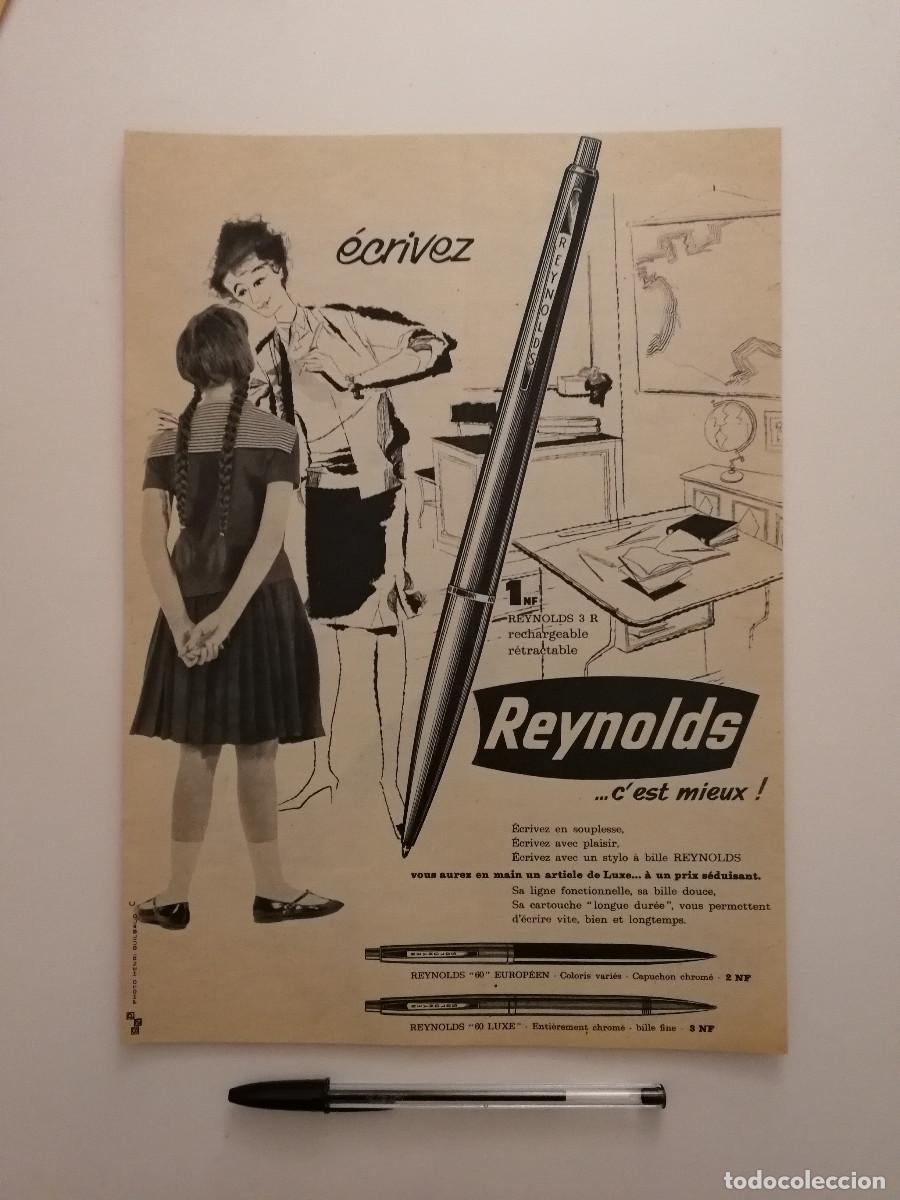 Coleccionismo: ANTIGUO ANUNCIO ENCARTONADO -A4- BOLIGRAFO REYNOLDS A&Ntilde;OS 50 - PUBLICIDAD
