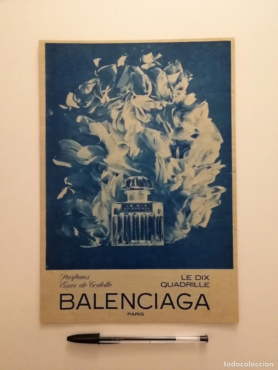 Coleccionismo: ANTIGUO ANUNCIO ENCARTONADO -A4- BALENCIAGA PERFUME PARIS COLONIA A&Ntilde;OS 50 - PUBLICIDAD