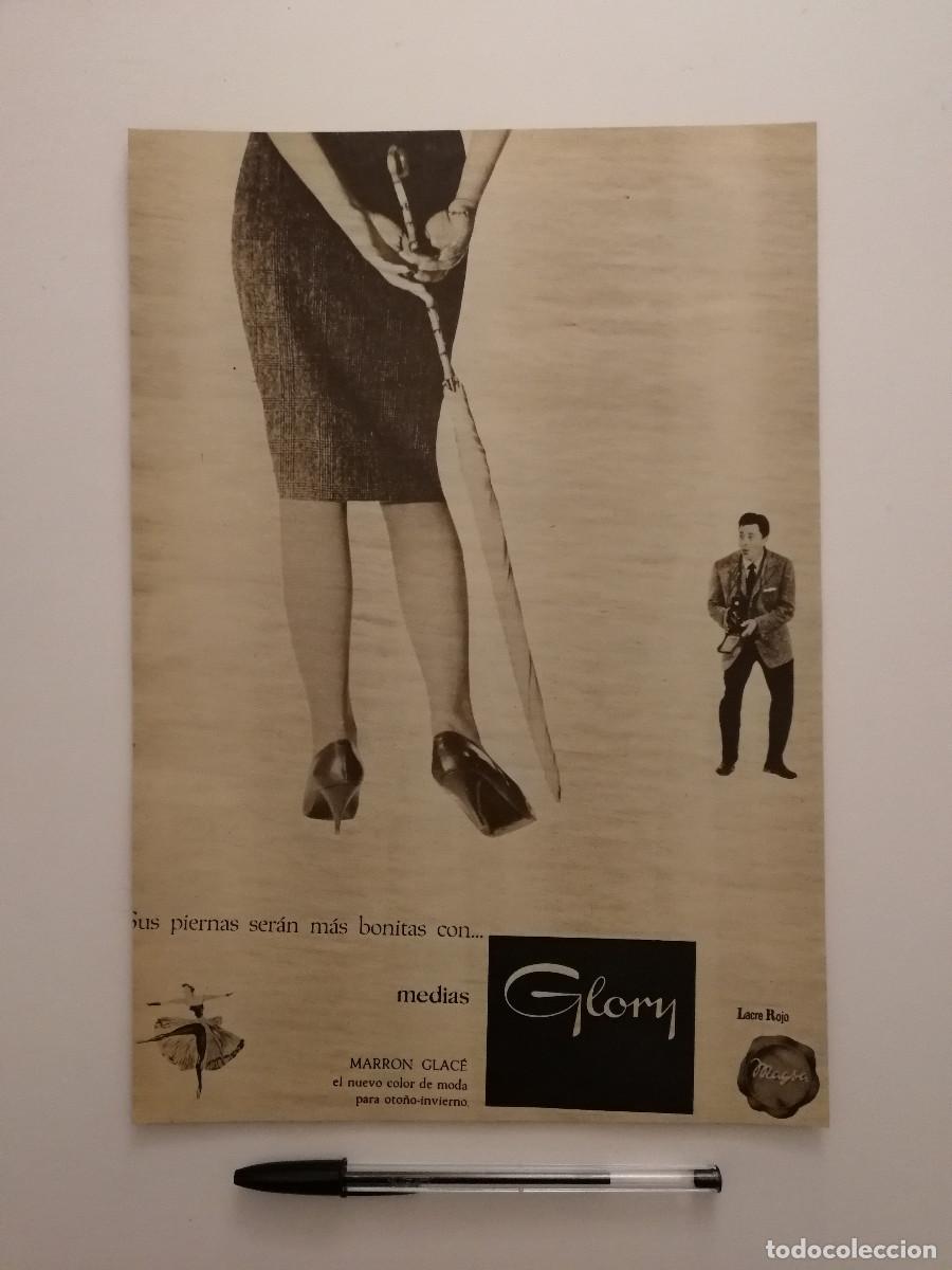 Coleccionismo: ANTIGUO ANUNCIO ENCARTONADO -A4- MEDIAS GLORY ARRON GLACE A&Ntilde;OS 50 - PUBLICIDAD