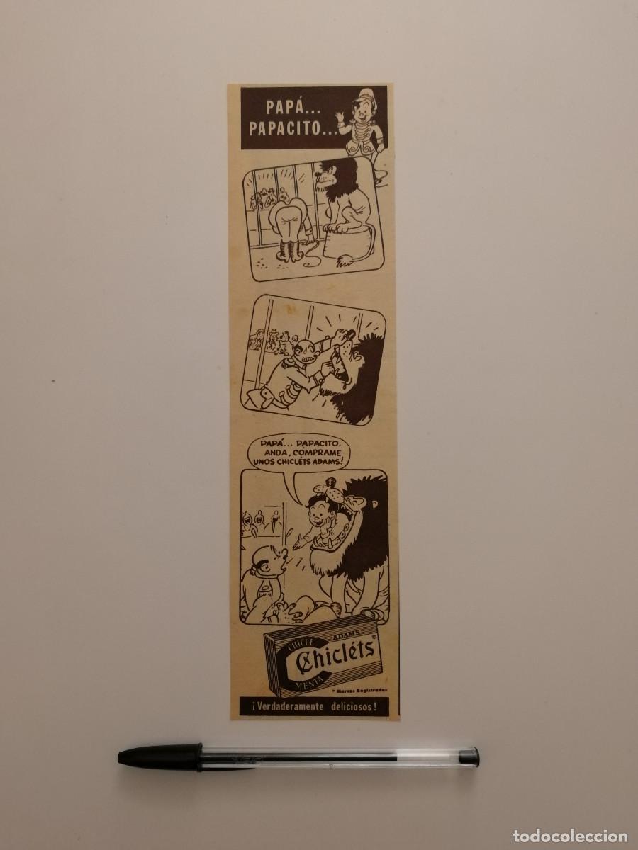 Coleccionismo: ANTIGUO ANUNCIO ENCARTONADO- CHICLE CHICLETS ADAMS A&Ntilde;OS 50 - PUBLICIDAD