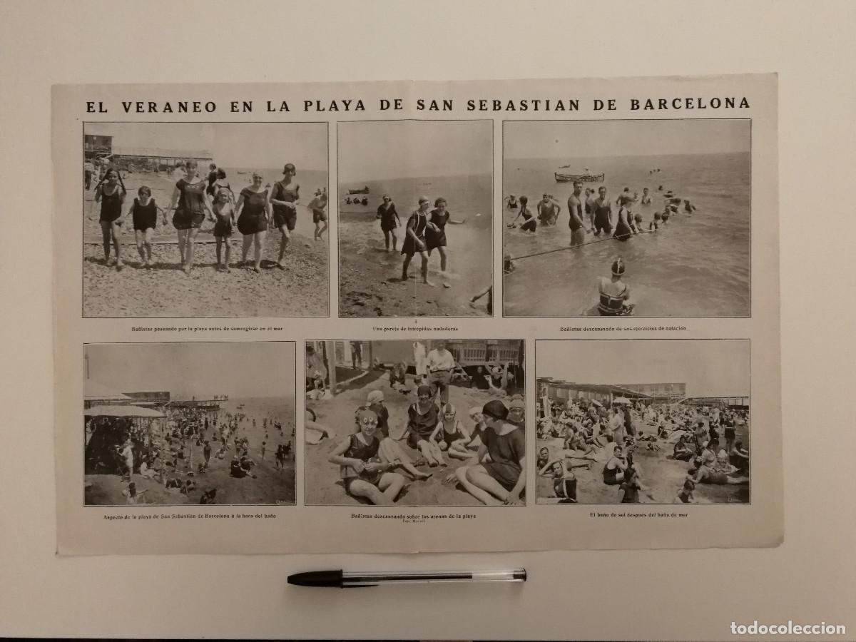 Coleccionismo: ANTIGUO POSTER COLECCIONABLE -A3- EL VERANEO EN LA PLAYA DE SAN SEBASTIAN BARCELONA - A&Ntilde;OS 40 ESPA&Ntilde;A