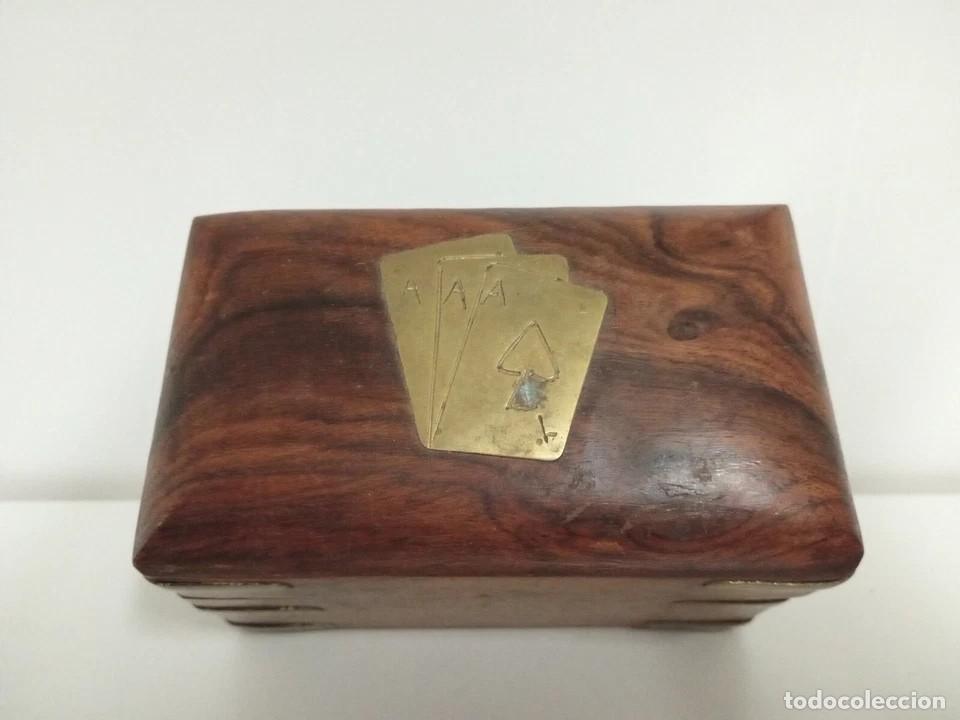 Coleccionismo: Caja Poker Madera Con Bronce