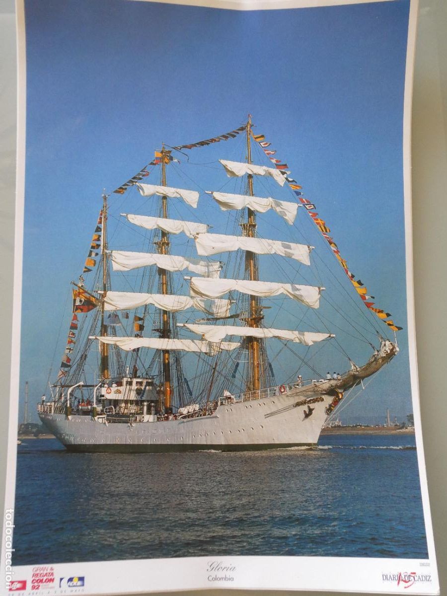 Coleccionismo: L&Aacute;MINA DE BARCOS BUQUE ESCUELA MILITAR. GLORIA COLOMBIA. REGATA COLON 92 1992 V CENTENARIO