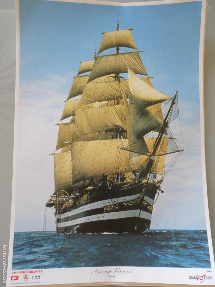 Coleccionismo: L&Aacute;MINA DE BARCOS BUQUE ESCUELA MILITAR.AMERIGO VESPUCCI ITALIA. REGATA COLON 92 1992 V CENTENARIO