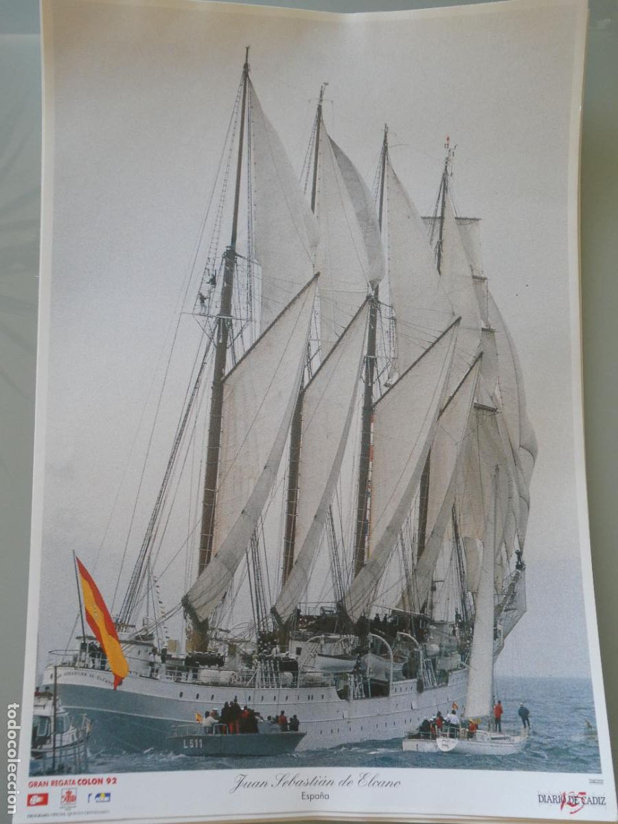 Coleccionismo: L&Aacute;MINA DE BARCOS BUQUE ESCUELA MILITAR. JUAN SEBASTIAN ELCANO. REGATA COLON 92 1992 V CENTENARIO