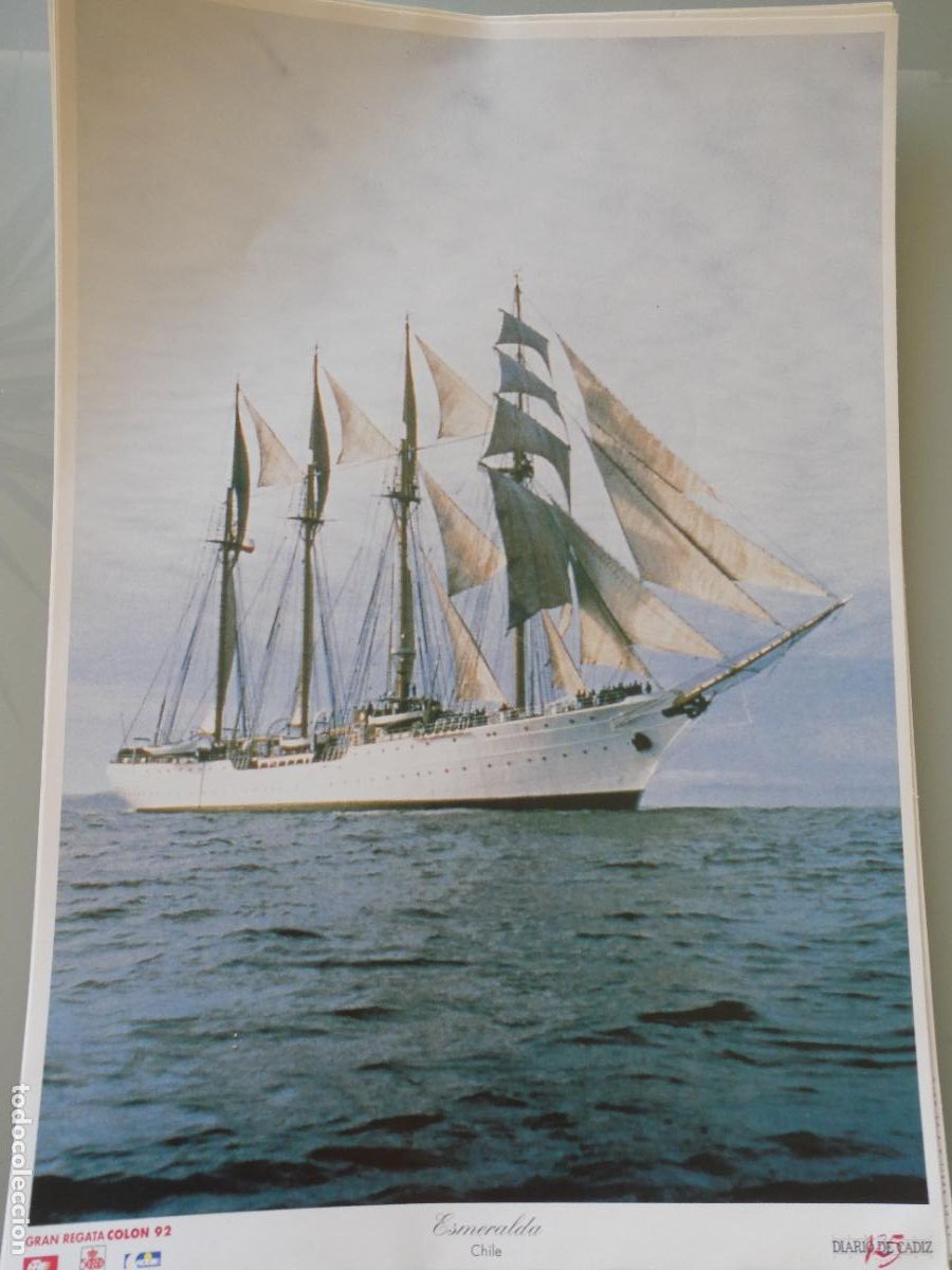 Coleccionismo: L&Aacute;MINA DE BARCOS BUQUE ESCUELA MILITAR. ESMERALDA CHILE. REGATA COLON 92 1992 V CENTENARIO