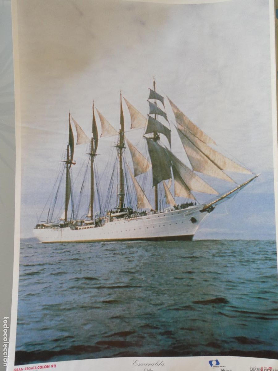 Coleccionismo: L&Aacute;MINA DE BARCOS BUQUE ESCUELA MILITAR. ESMERALDA CHILE. REGATA COLON 92 1992 V CENTENARIO