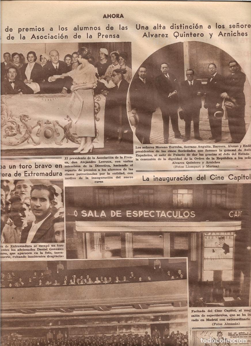 Coleccionismo: A&Ntilde;O 1933 RECORTE PRENSA MADRID INAUGURACION DEL CINE CAPITOL SALA DE ESPECTACULOS PATIO BUTACAS