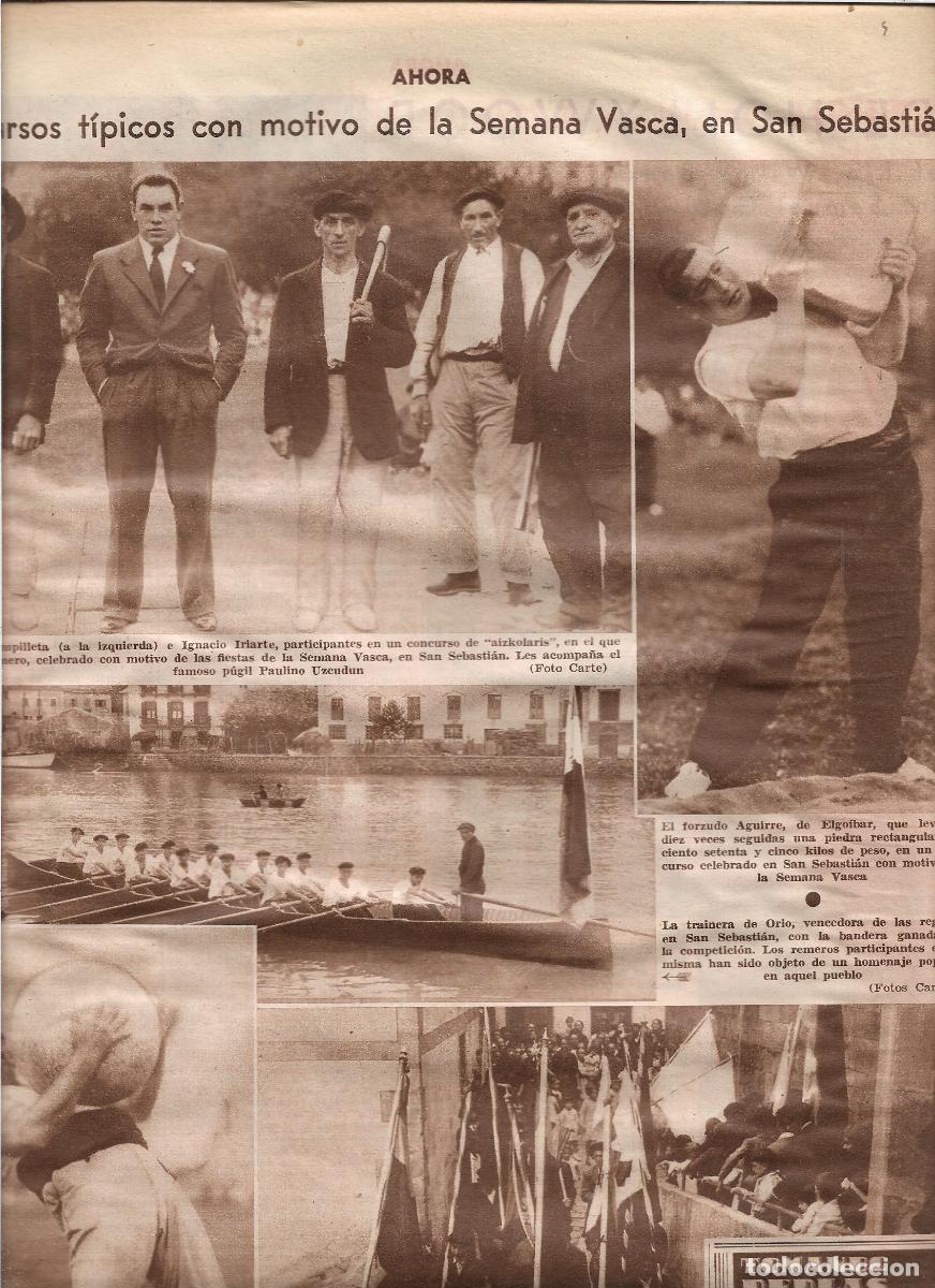 Coleccionismo: A&Ntilde;O 1933 RECORTE PRENS SAN SEBASTIAN SEMANA VASCA LEVANTAMIENTO PIEDRA AGUIRRE MOCORRA TRAINERA ORIO