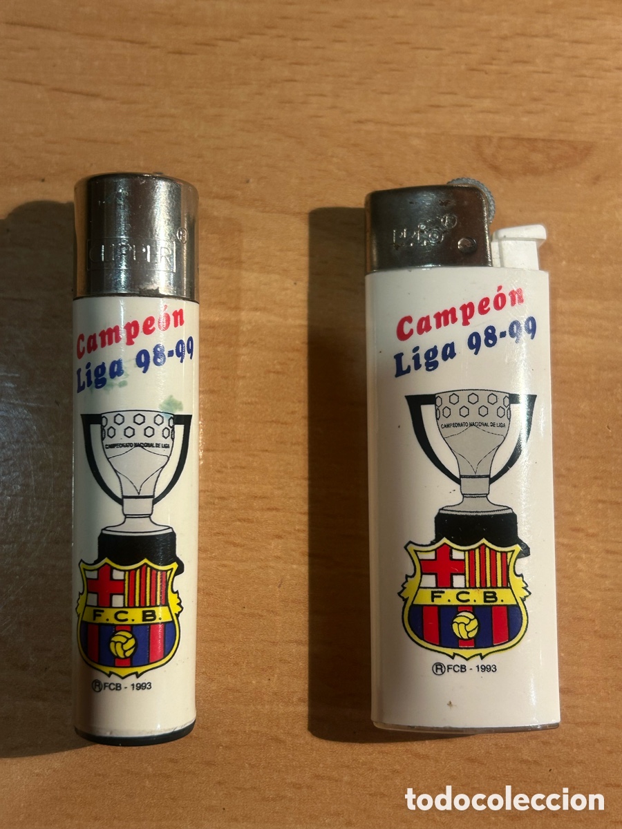 Coleccionismo: Lote 2 mecheros CLIPPER Y BRIO BAR&Ccedil;A CAMPEON LIGA 98-99