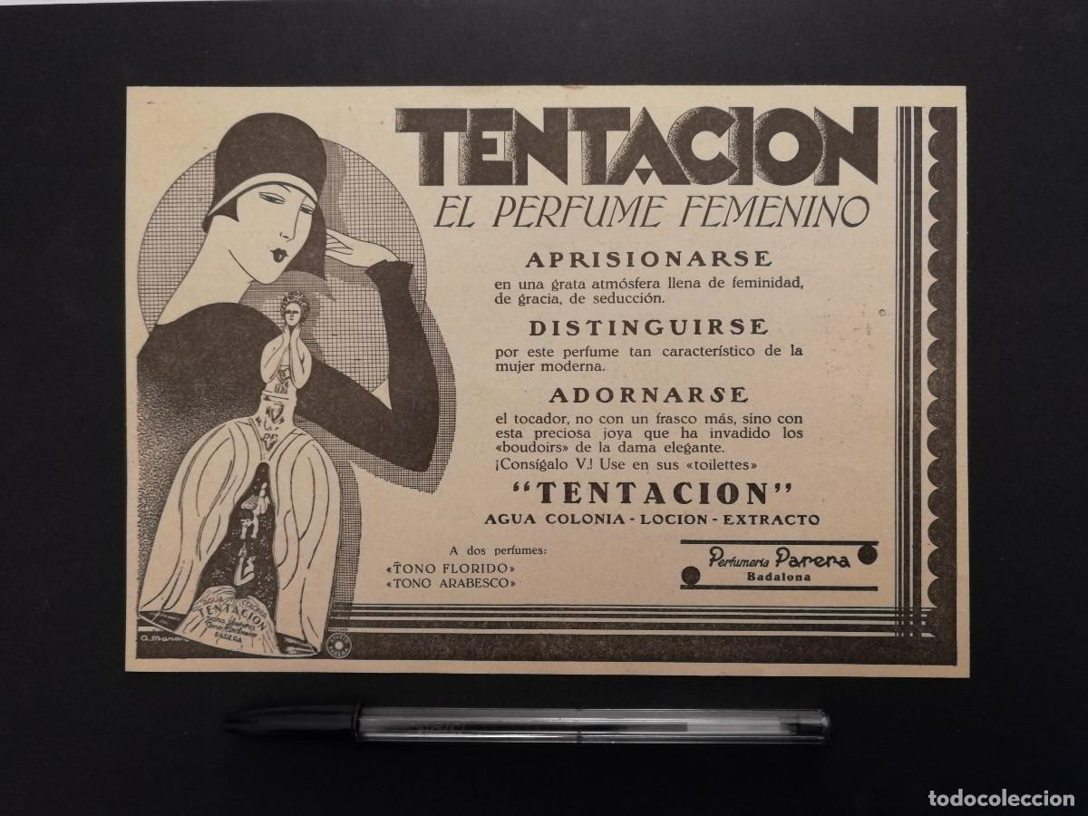 Coleccionismo: ANTIGUO ANUNCIO ENCARTONADO - TENTACION PERFUME FEMENINO - PUBLICIDAD LAMINA