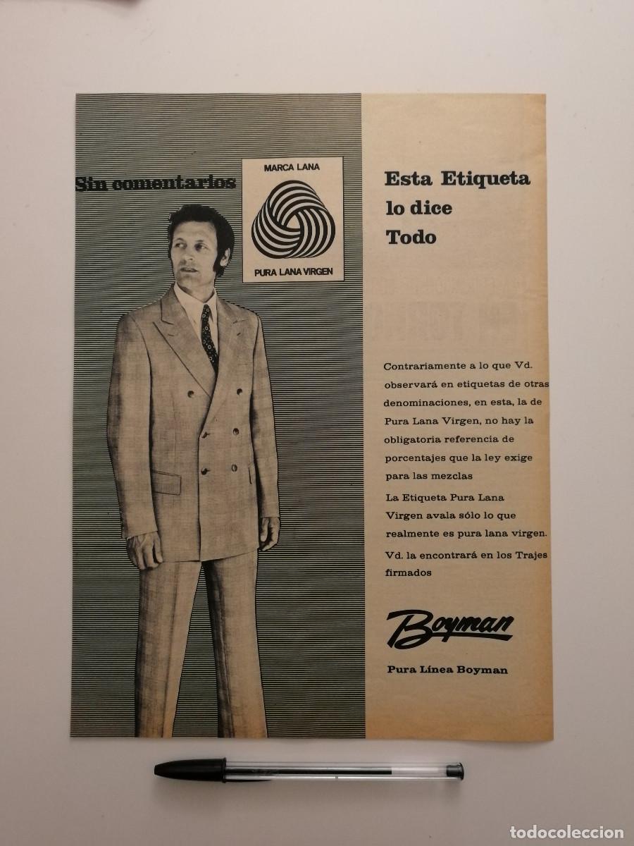 Coleccionismo: ANTIGUO ANUNCIO ENCARTONADO -A4- BOYMAN LANA VIRGEN MODA VINTAGE - PUBLICIDAD LAMINA