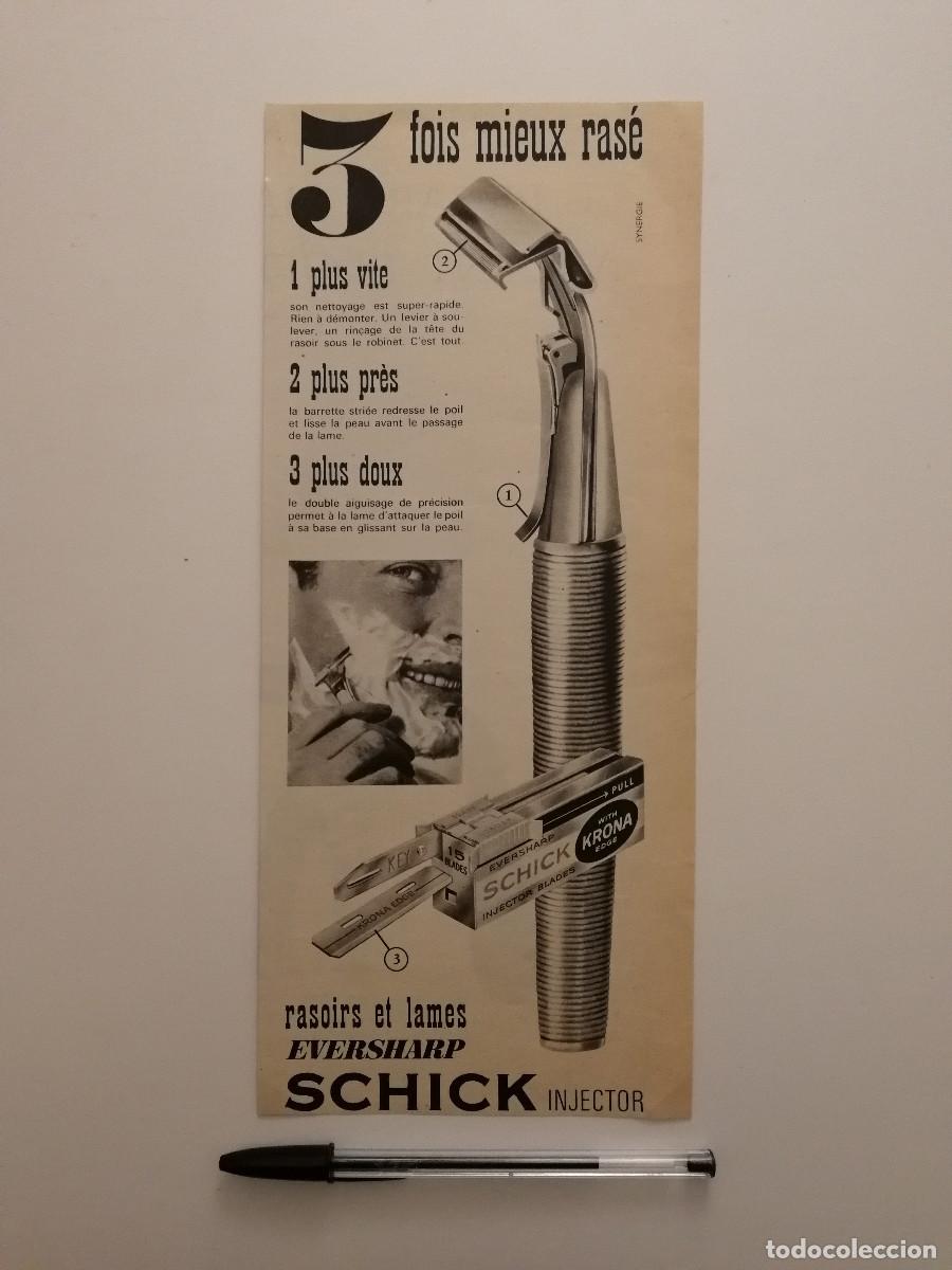 Coleccionismo: ANTIGUO ANUNCIO ENCARTONADO- SCHICK INJECTOR CUCHILLA DE AFEITAR - PUBLICIDAD LAMINA