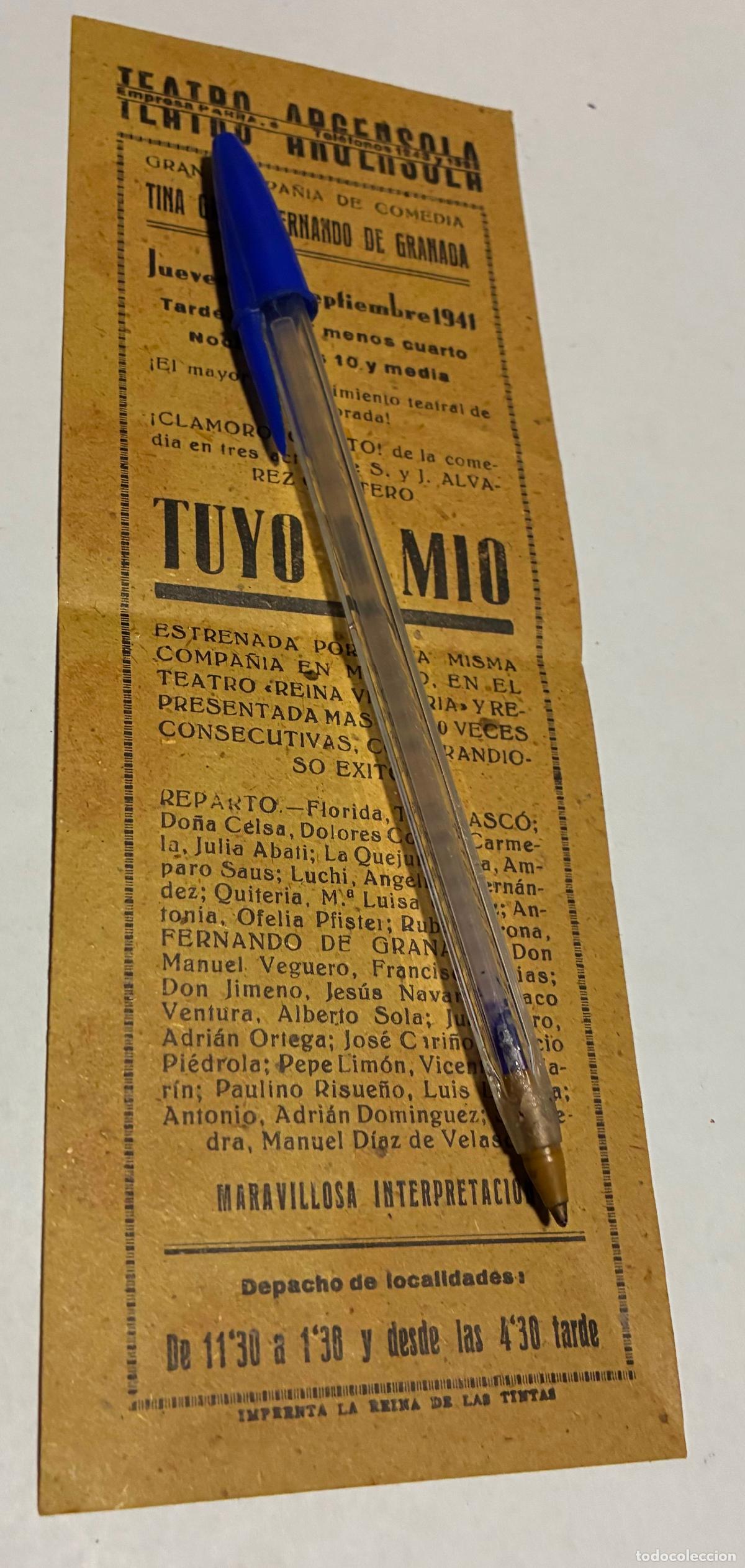 Coleccionismo: TEATRO ARGENSOLA, TINA GASCO FERNANDO GRANADA, TUYO Y MIO