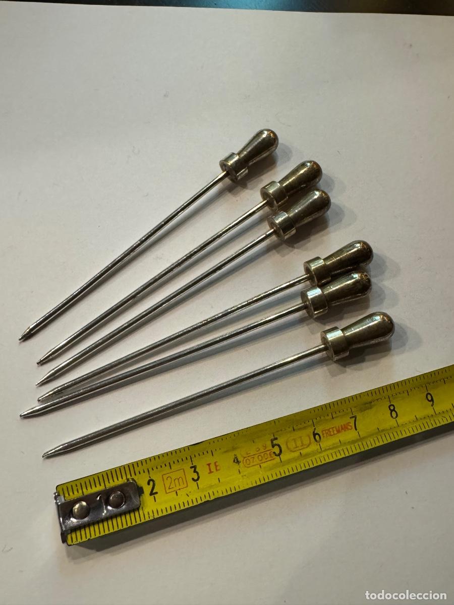 Sammeln: LOTE 6 PINCHOS APERITIVO METAL PLATEADO / COMPRA M&Iacute;NIMA 5&euro;