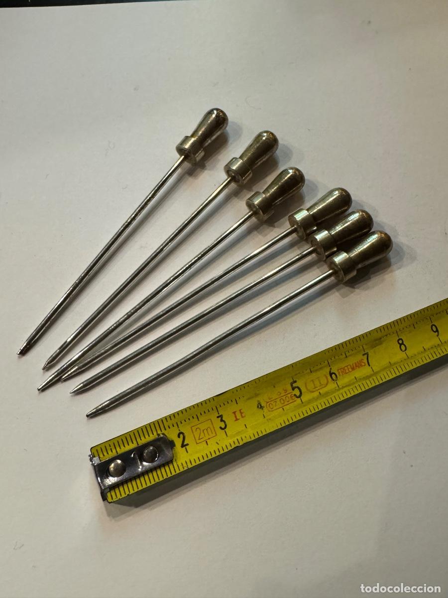 Sammeln: LOTE 6 PINCHOS APERITIVO METAL PLATEADO / COMPRA M&Iacute;NIMA 5&euro;