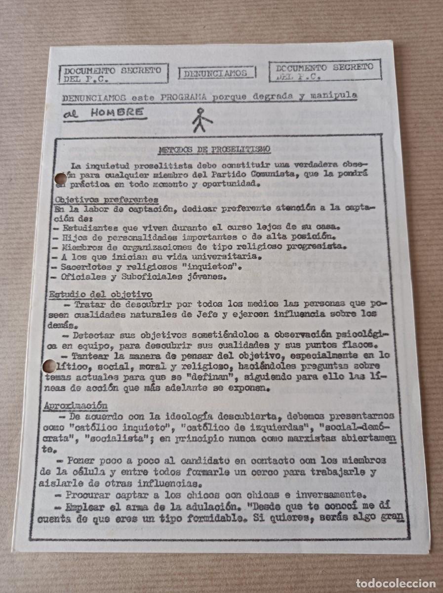 Coleccionismo: DOCUMENTO SECRETO DEL PARTIDO COMUNISTA PC - &Eacute;POCA TRANSICI&Oacute;N ESPA&Ntilde;OLA