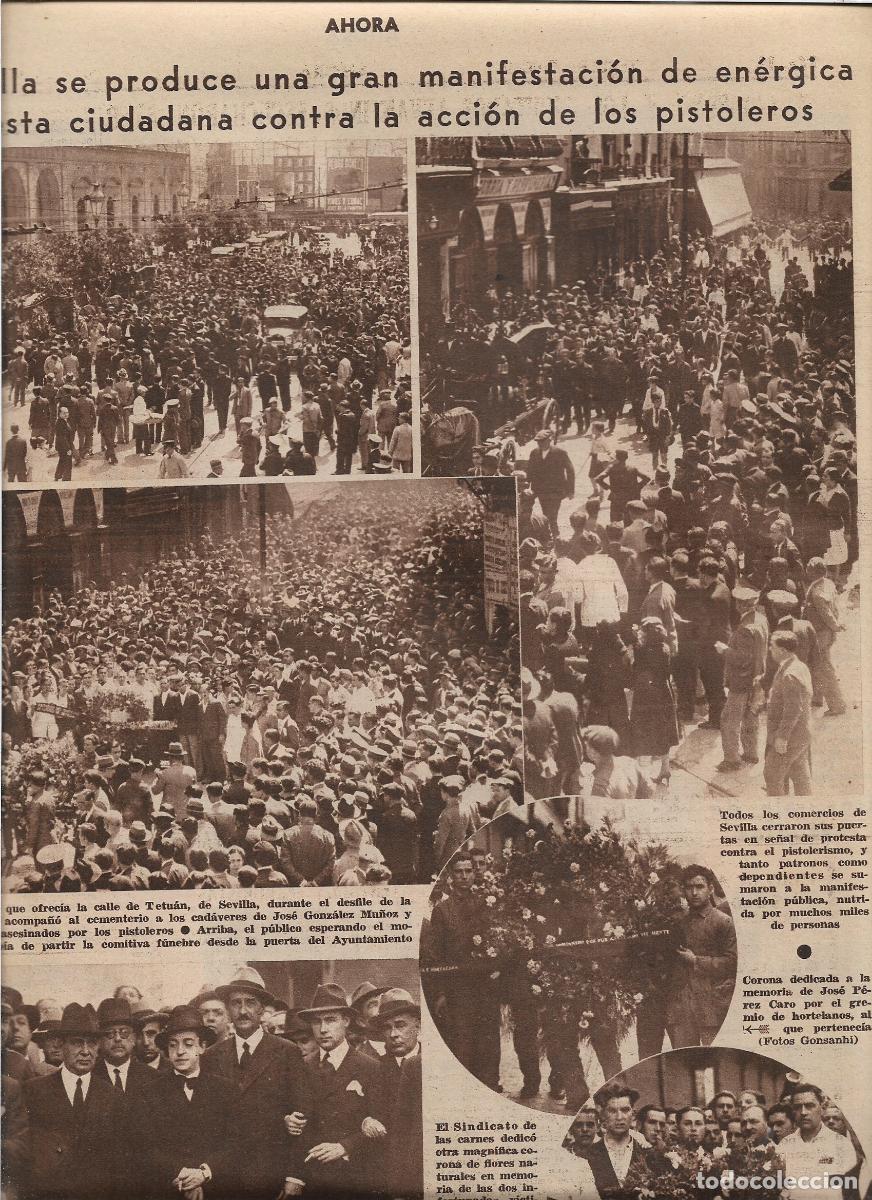 Sammelleidenschaft Papier: A&Ntilde;O 1933 RECORTE PRENSA SEVILLA MANIFESTACION PROTESTA CIUDADANA CONTRA ACCION DE LOS PISTOLEROS