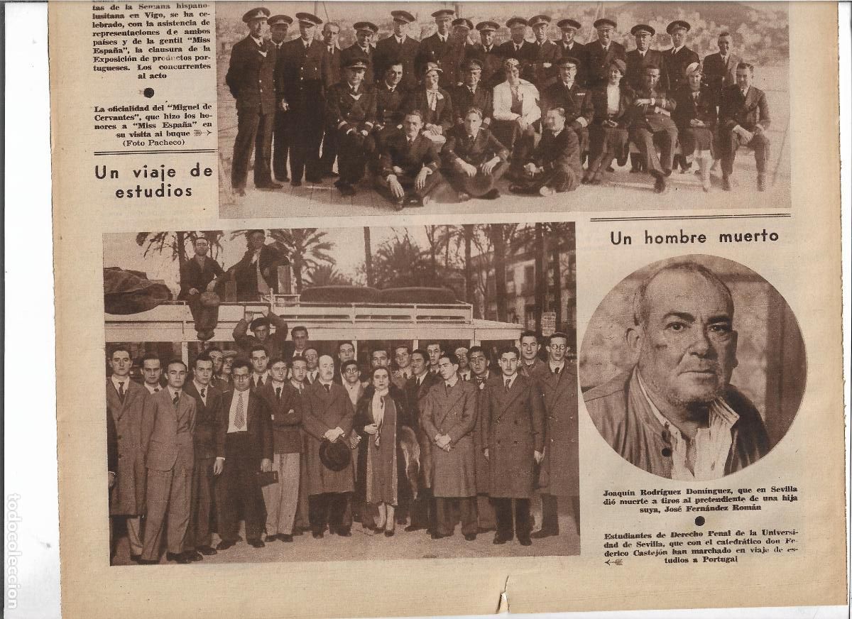 Coleccionismo: A&Ntilde;O 1933 ALUMNOS DERECHO PENAL UNIVERSIDAD SEVILLA CATEDRATICO FEDERICO CASTEJON VIAJE A PORTUGAL