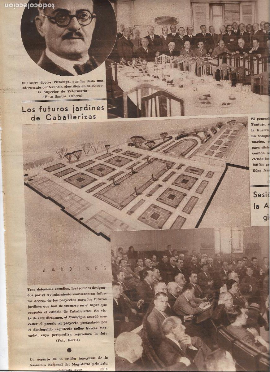 Coleccionismo: A&Ntilde;O 1933 RECORTE PRENSA JARDIN PROYECTO JARDINES DE LAS CABALLERIZAS ARQUITECTO GARCIA MERCADAL