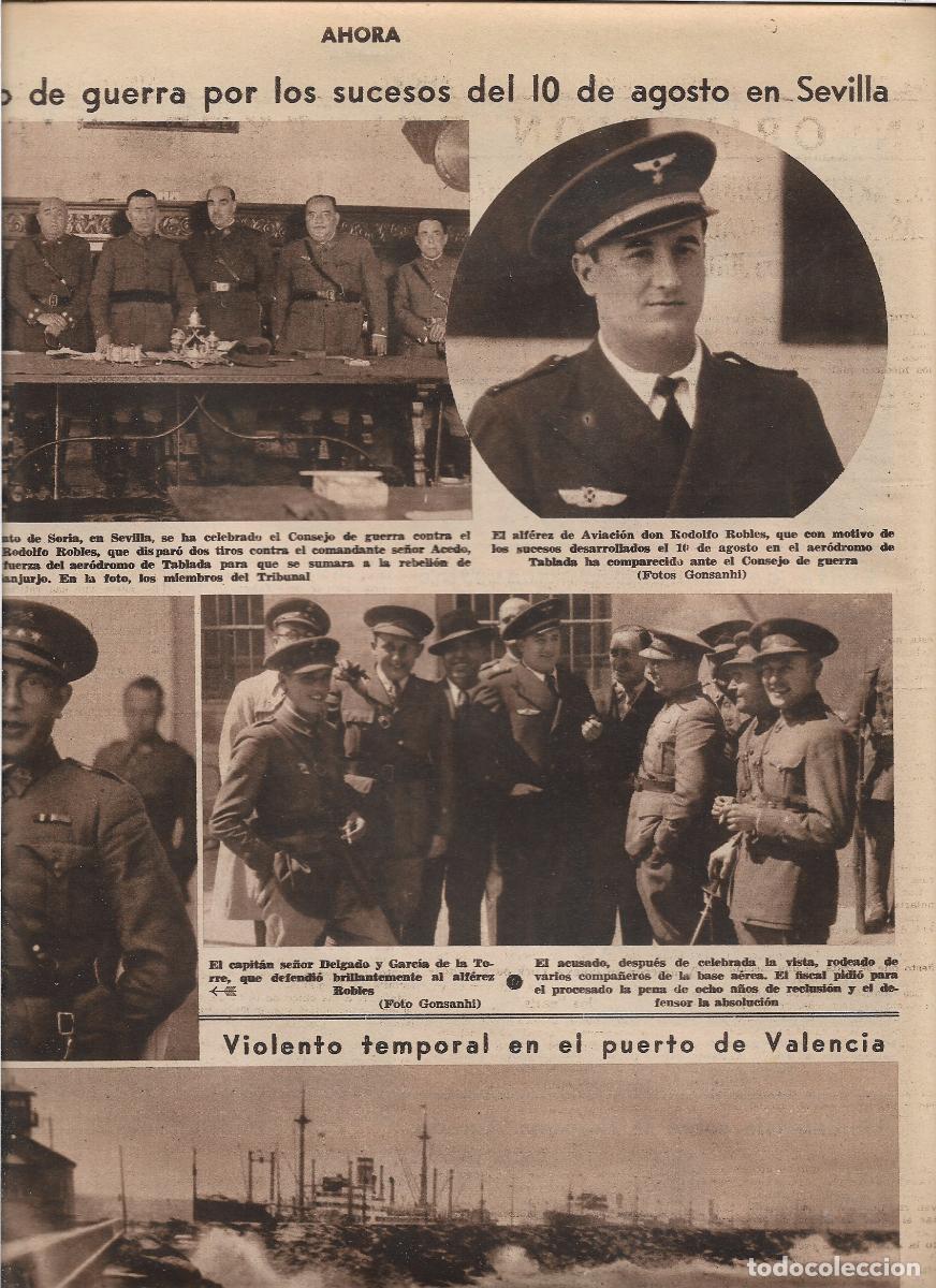 Coleccionismo: A&Ntilde;O 1933 RECORTE PRENSA SEVILLA CONSEJO GUERRA SUCESOS 10 DE AGOSTO ALFEREZ AVIACION RODOLFO ROBLES
