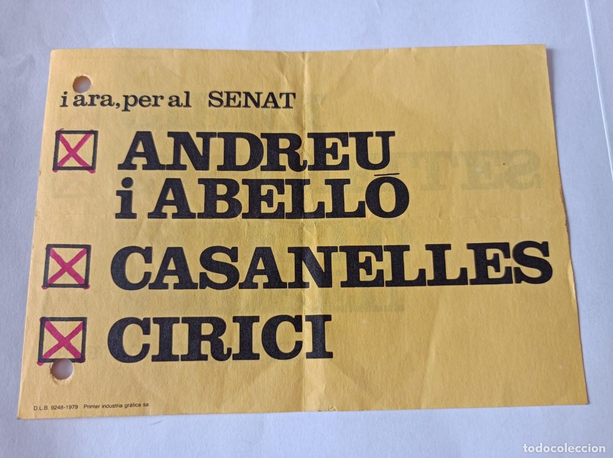 Coleccionismo: PAPELETA AL SENADO ANDREU I ABELL&Oacute; CASANELLES CIRICI - &Eacute;POCA TRANSICI&Oacute;N