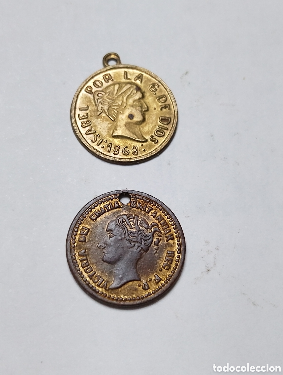 Coleccionismo: 2 medallas de Isabel 1868 y Victoria dei gratia britanniak