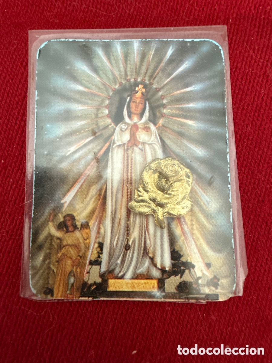 Coleccionismo: Estampa religiosa vintage Mar&iacute;a Rosa M&iacute;stica con rosa dorada &ndash; Devocional cat&oacute;lico.