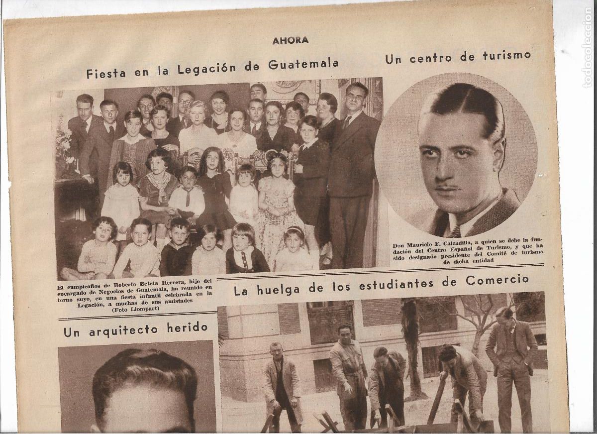 Coleccionismo: A&Ntilde;O 1933 RECORTE PRENSA MAURICIO F CALZADILLA FUNDADOR CENTRO ESPA&Ntilde;OL DE TURISMO PRESIDENTE COMITE