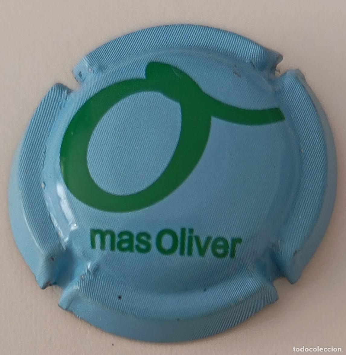 Coleccionismo: Placa Chapa de Cava. Mas Oliver. Azul y la o verde.