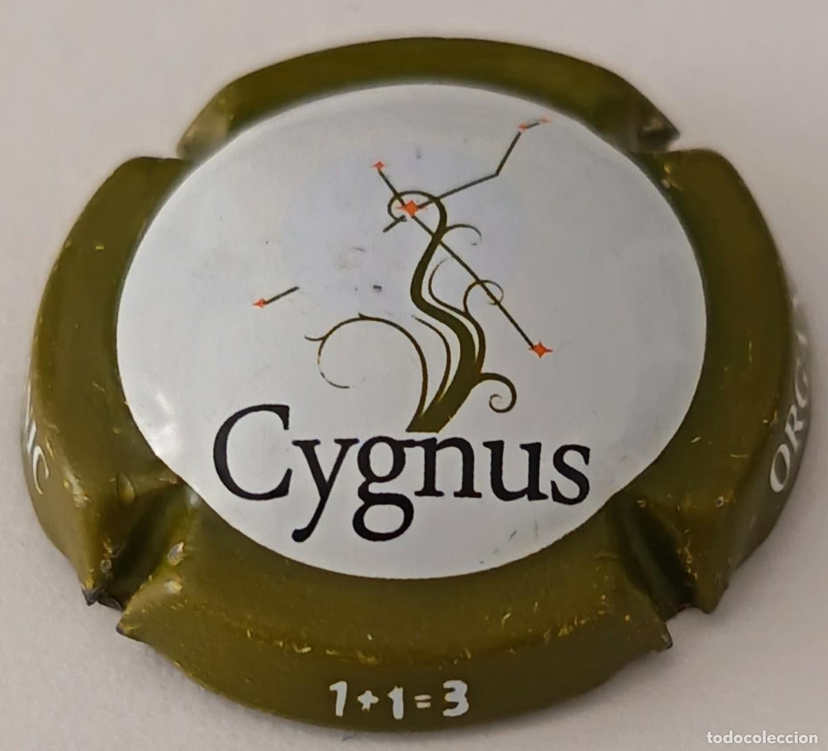 Coleccionismo: Placa Chapa de Cava. Cygnus Organic. 1 + 1 = 3. ( Un mes un fan tres ).