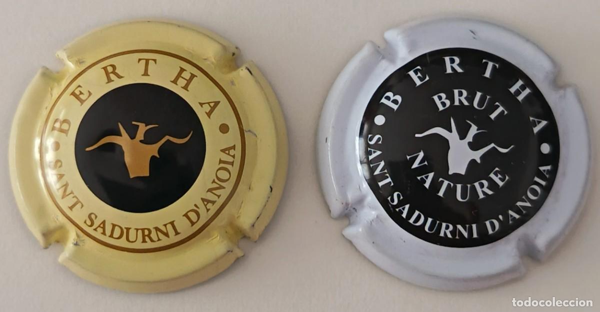 Coleccionismo: 2 Placas Chapa de Cava. Cava Bertha. Sant Sadorni D'Anoya.
