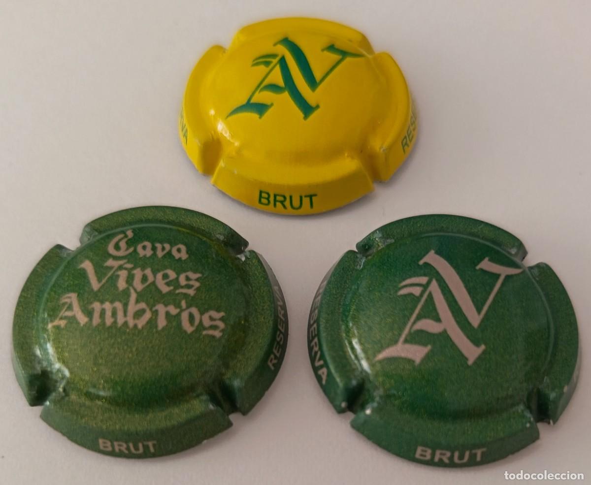 Coleccionismo: 3 Placas Chapa de Cava. Cava Vives Ambros. Reserva Brut.