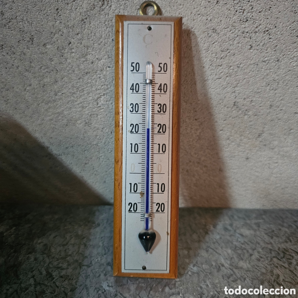 Coleccionismo: term&oacute;metro atmosf&eacute;rico de mercurio, madera vintage de la marca Corysan