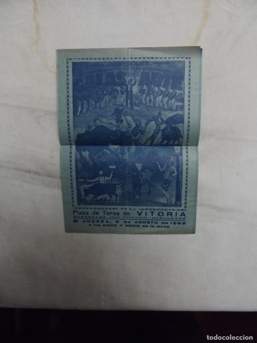 Coleccionismo: PROGRAMA DE MANO PLAZA DE TOROS DE VITORIA 9 DE AGOSTO DE 1962