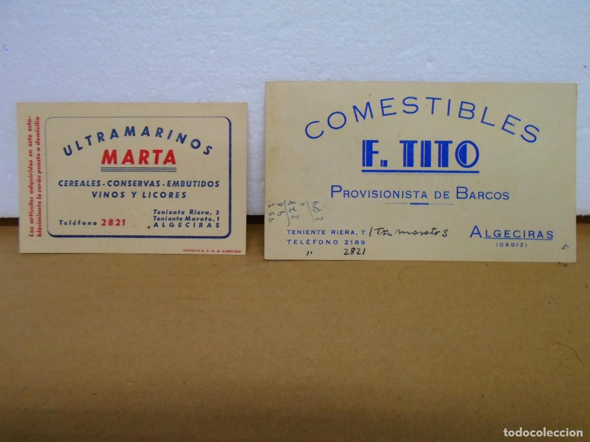 Colecionismo: ALGECIRAS(CADIZ)TARJETAS COMERCIALES A&Ntilde;OS 50.