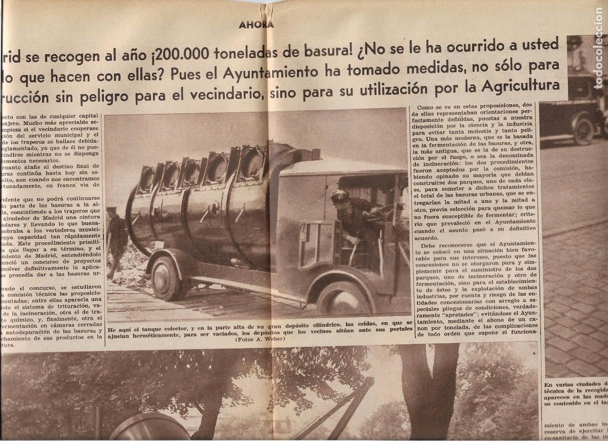 Coleccionismo: A&Ntilde;O 1933 RECORTE PRENSA MADRID PROBLEMA DE LA BASURA RECICLAJE UTILIDAD EN LA AGRICULTURA