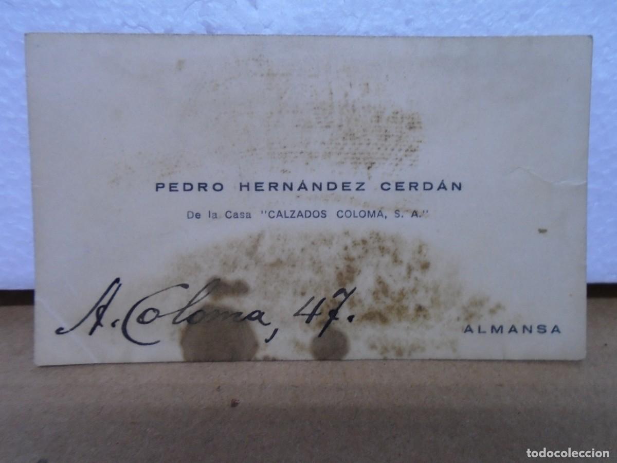 Collezionismo: ALMANSA(ALBACETE) CALZADOS COLOMA, TARJETA COMERCIAL.