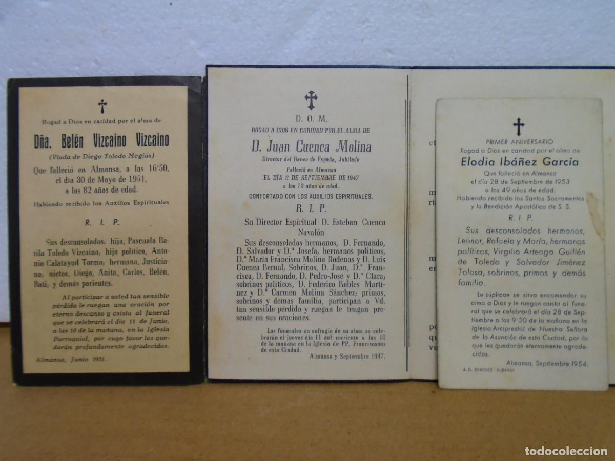 Collezionismo: ALMANSA(ALBACETE) ANTIGUAS ESQUELAS A&Ntilde;OS 40/50.