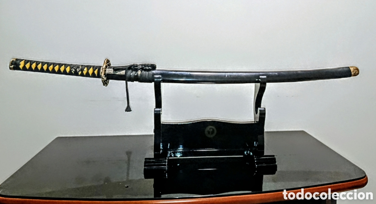 Coleccionismo: Katana Marto Toledo (Original) - Conjunto con Kazuka, Kogai y soporte de exposici&oacute;n