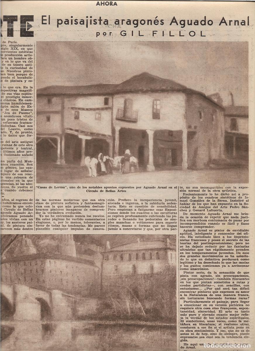 Coleccionismo: A&Ntilde;OA&Ntilde;O 1933 RECORTE PRENSA ARTE PINTURA PINTOR PAISAJISTA ARAGONES AGUADO ARNAL CASAS DE LERMA