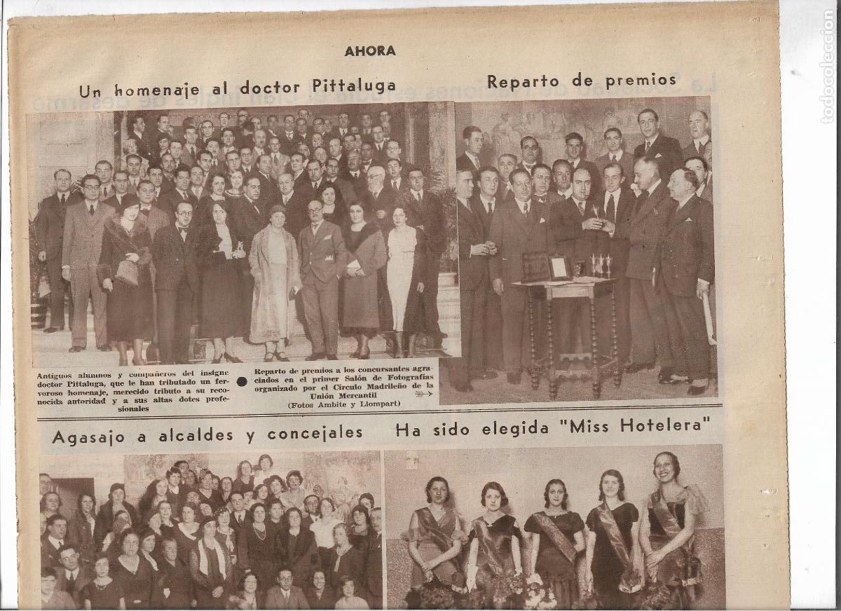 Coleccionismo: A&Ntilde;O 1933 RECORTE PRENSA HOMENAJE AL DOCTOR PITTALUGA POR SUS ALUMNOS Y COMPA&Ntilde;EROS