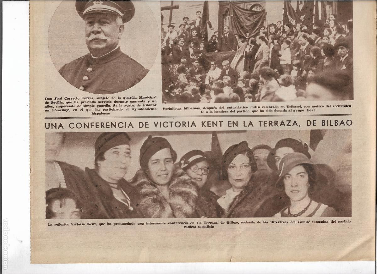 Coleccionismo: A&Ntilde;O 1933 BILBAO CONFERENCIA VICTORIA KENT EN LA TERRAZA COMITE FEMENINO PARTIDO RADICAL SOCIALISTA