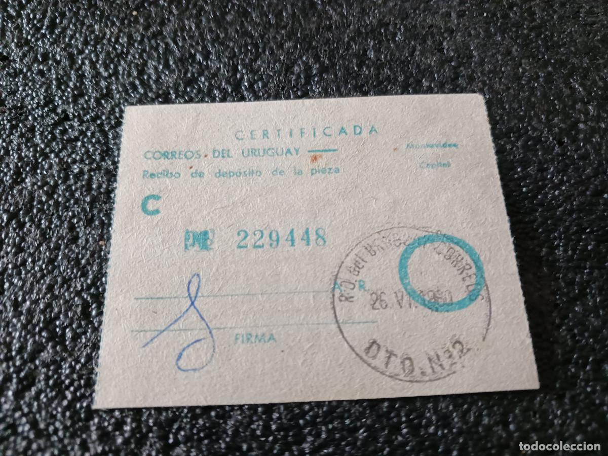 Coleccionismo: antiguo resguardo de certificado, correos del uruguay