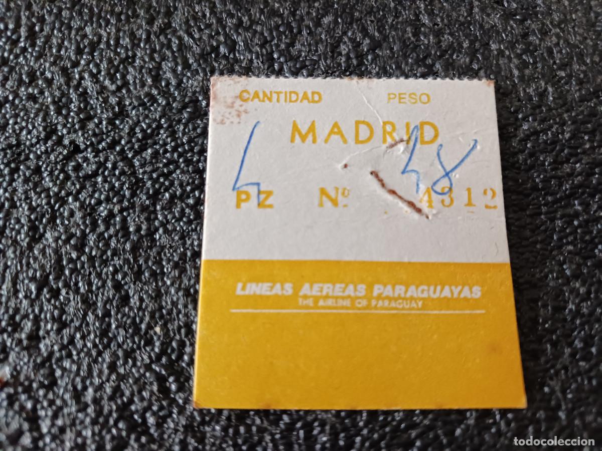 Coleccionismo: antiguo billete de avion, lineas aereas uruguayas, destino madrid